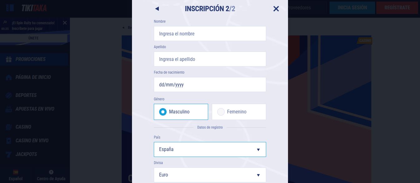 Completa tus datos personales